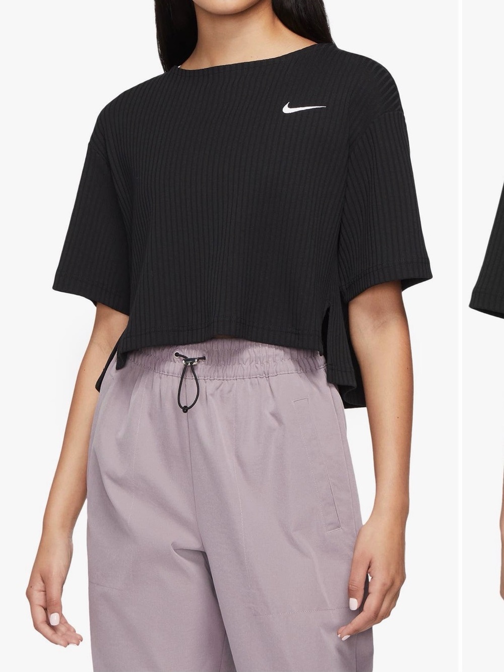 Nike Sportswear Rib Jersey Crop Top - Black - Small - NWOT